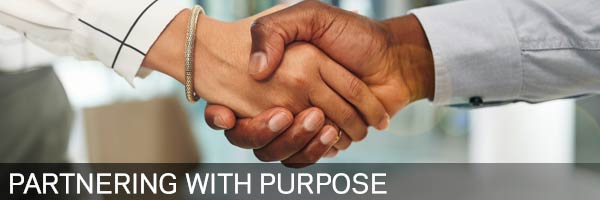 Partnering with Purpose Webinar Series: Two diverse businesspeople, shaking hands